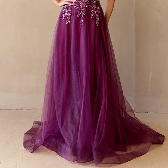 New Long Strapless Ceremonial Dress w/ Sequins Embroidery & Lace Up Back AC 4031 - Picture 10 of 10